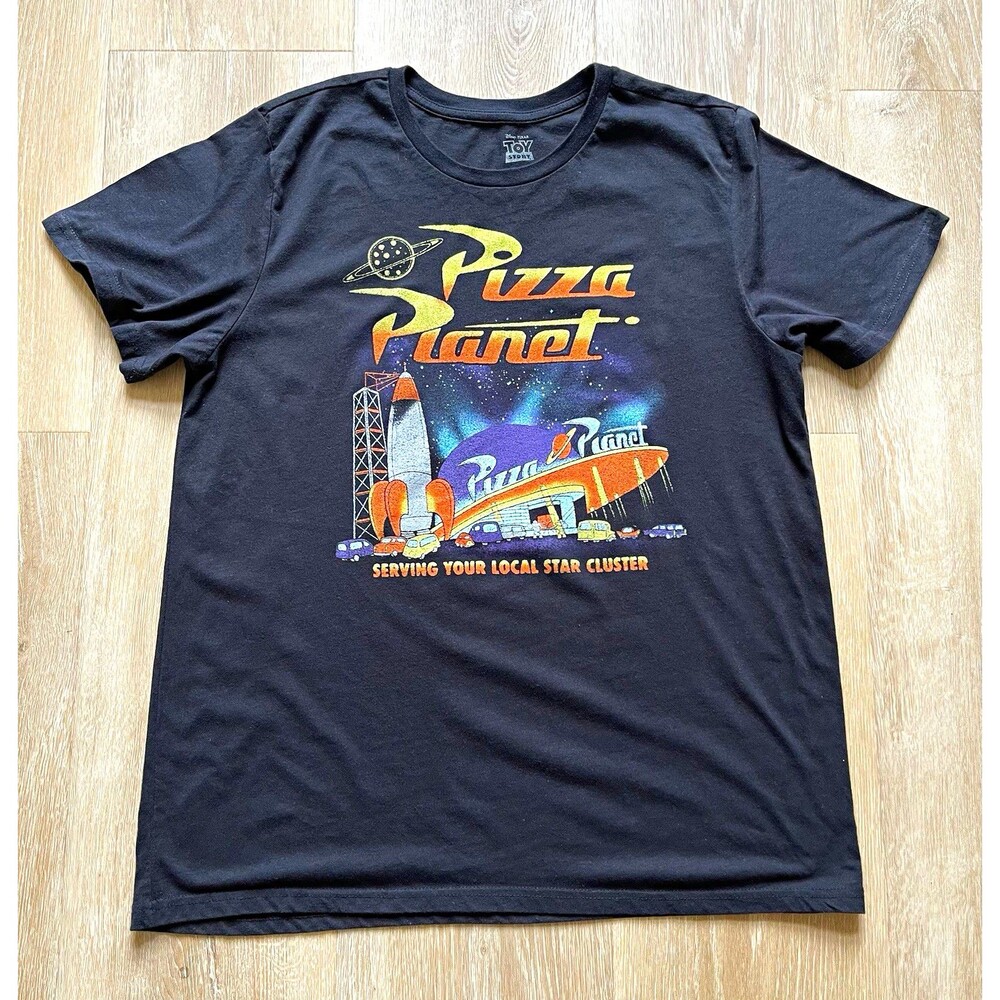 Disney Pixar Toy Story Pizza Planet T-Shirt Black XL Unisex Adult